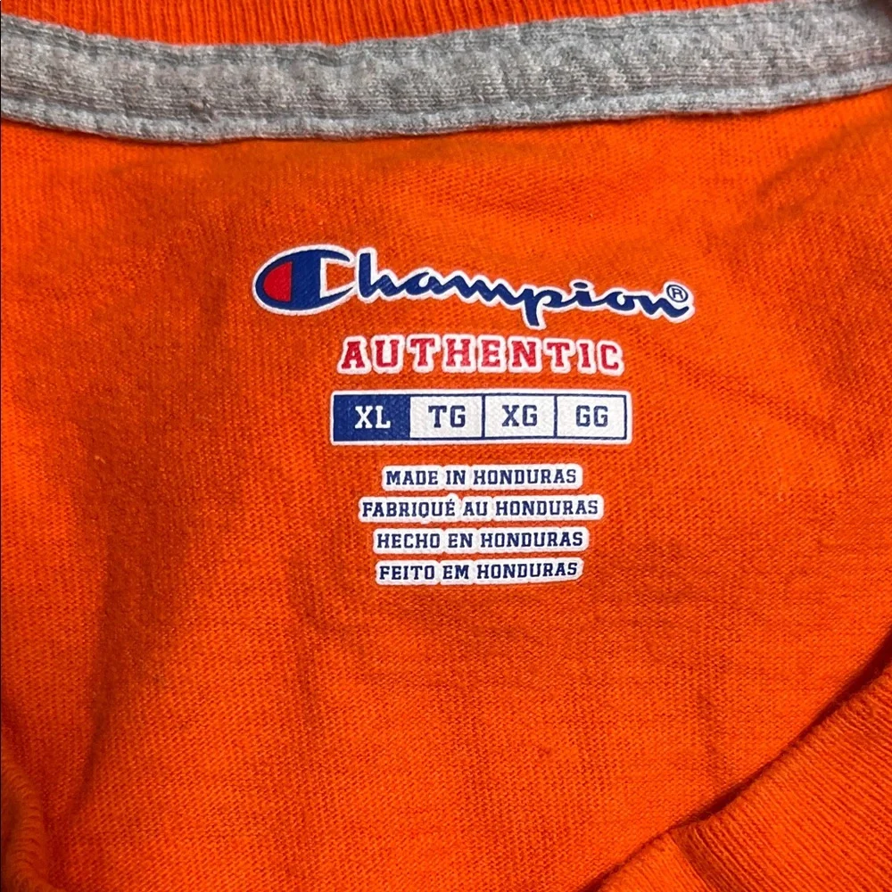 Champion Orange Short Sleeve Crewneck Tee with Chest C Logo - Picture 2 of 3